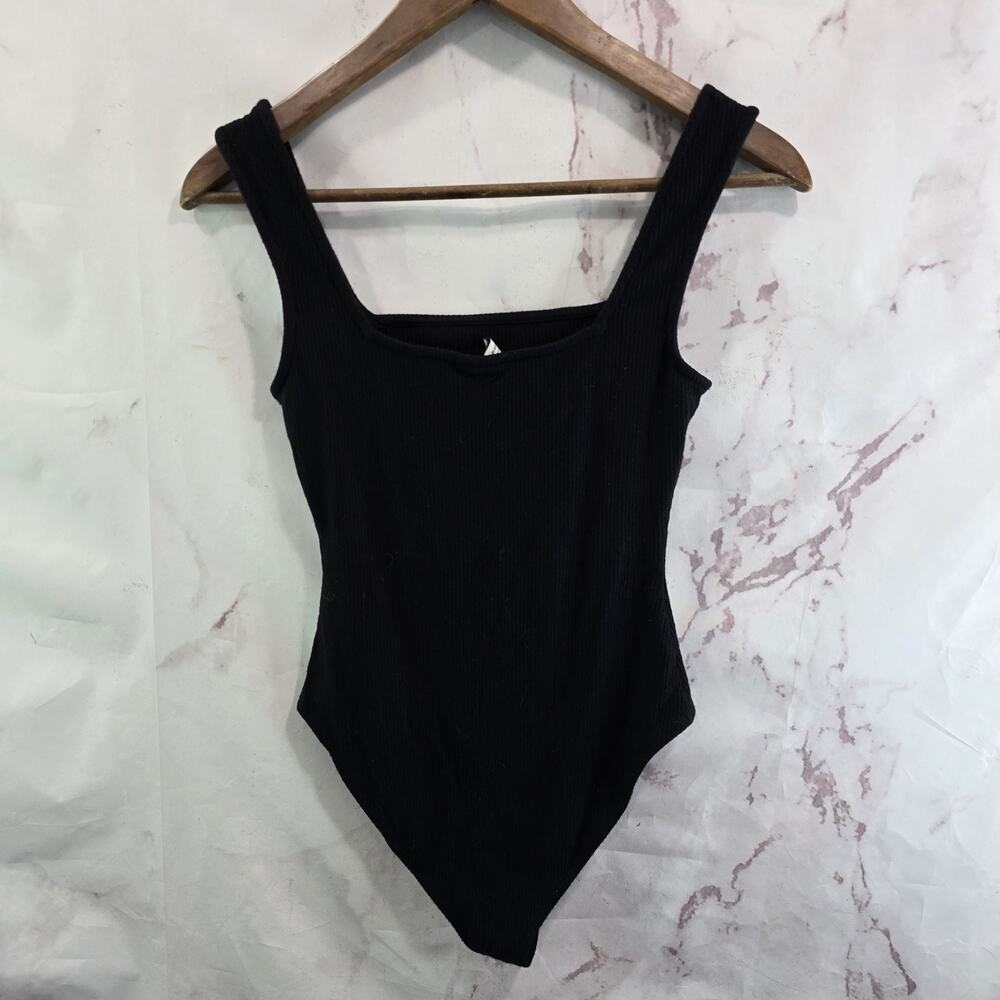 & Other Stories Bodysui Womens 6 Small Black Tank Top Ribbed Square Neck Bikini